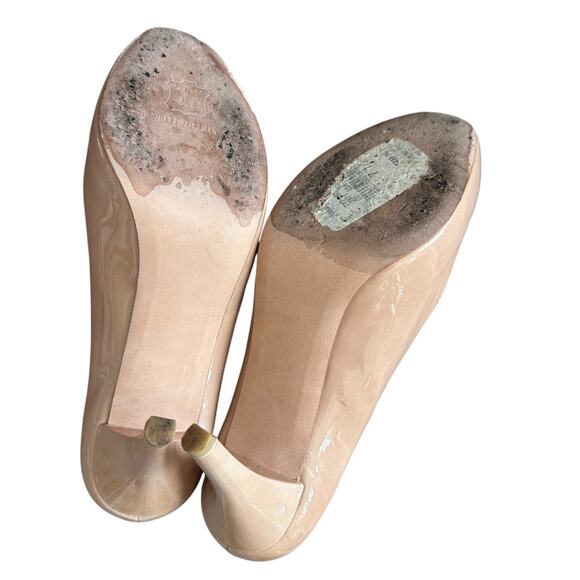 Stuart Weitzman Axis Adobe Aniline Patent Leather Peep Toe Heels Womens Size 7.5 - Picture 8 of 11